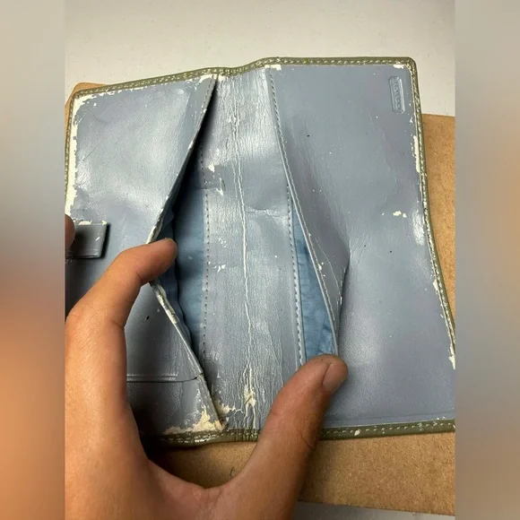 Vintage Coach Checkbook Leather Wallet Cosmetic Wristlet Various damaged - Picture 6 of 11